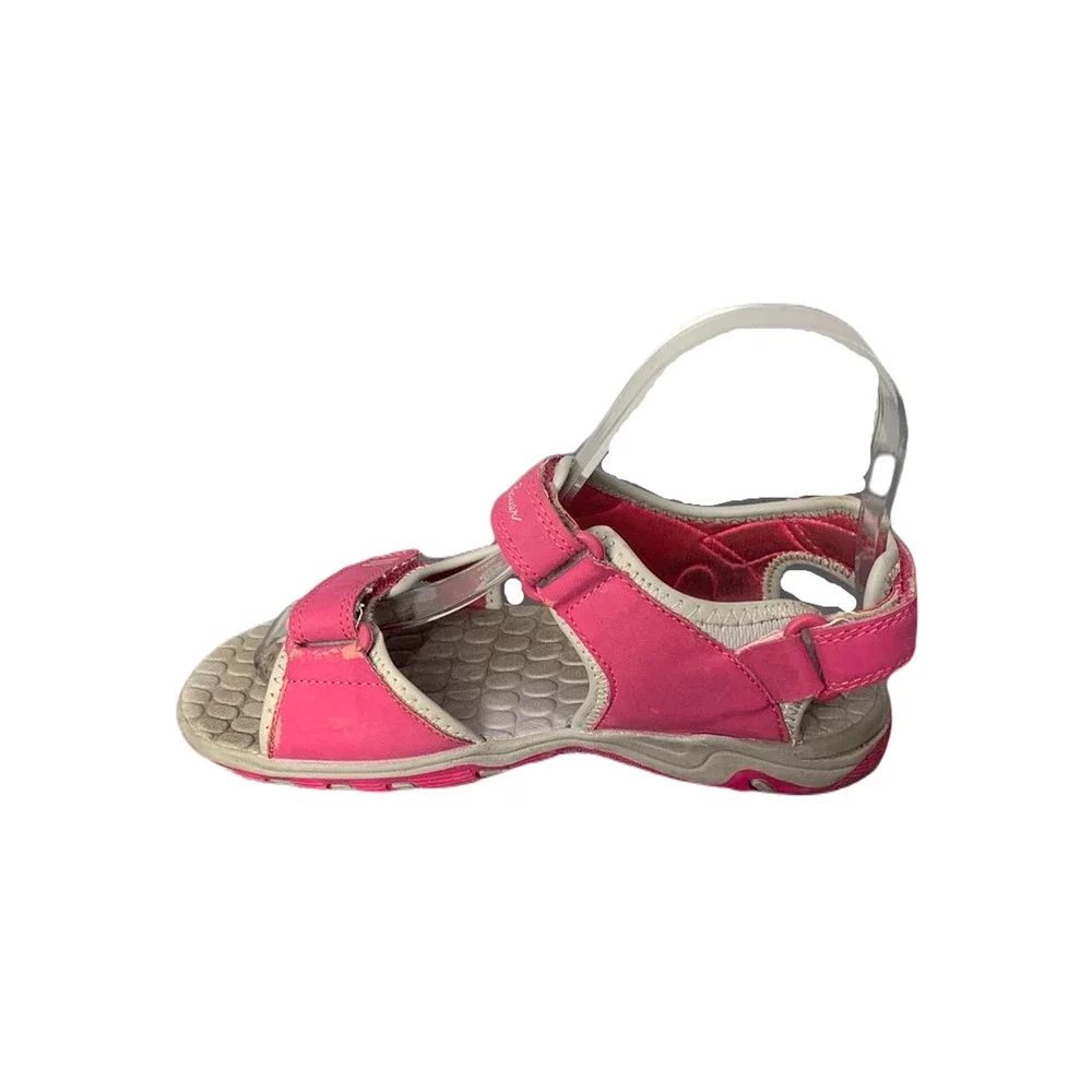 Eddie Bauer Girls Size 3 Pink & Beige Open-Toe Sandals With Adjustable Straps